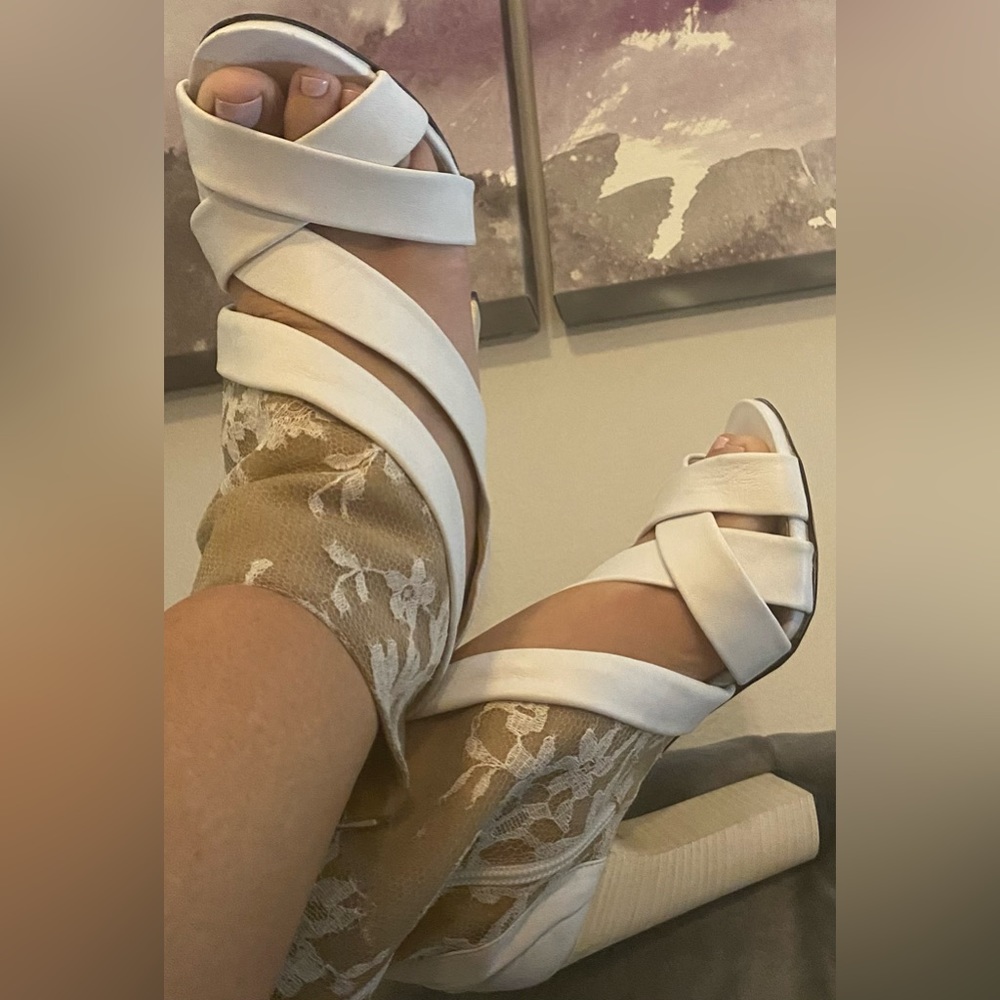 NWB Nicholas Kirkwood Erdem White Lace Ankle Cuff Leather Sandal 37 *As Is* - Picture 11 of 11